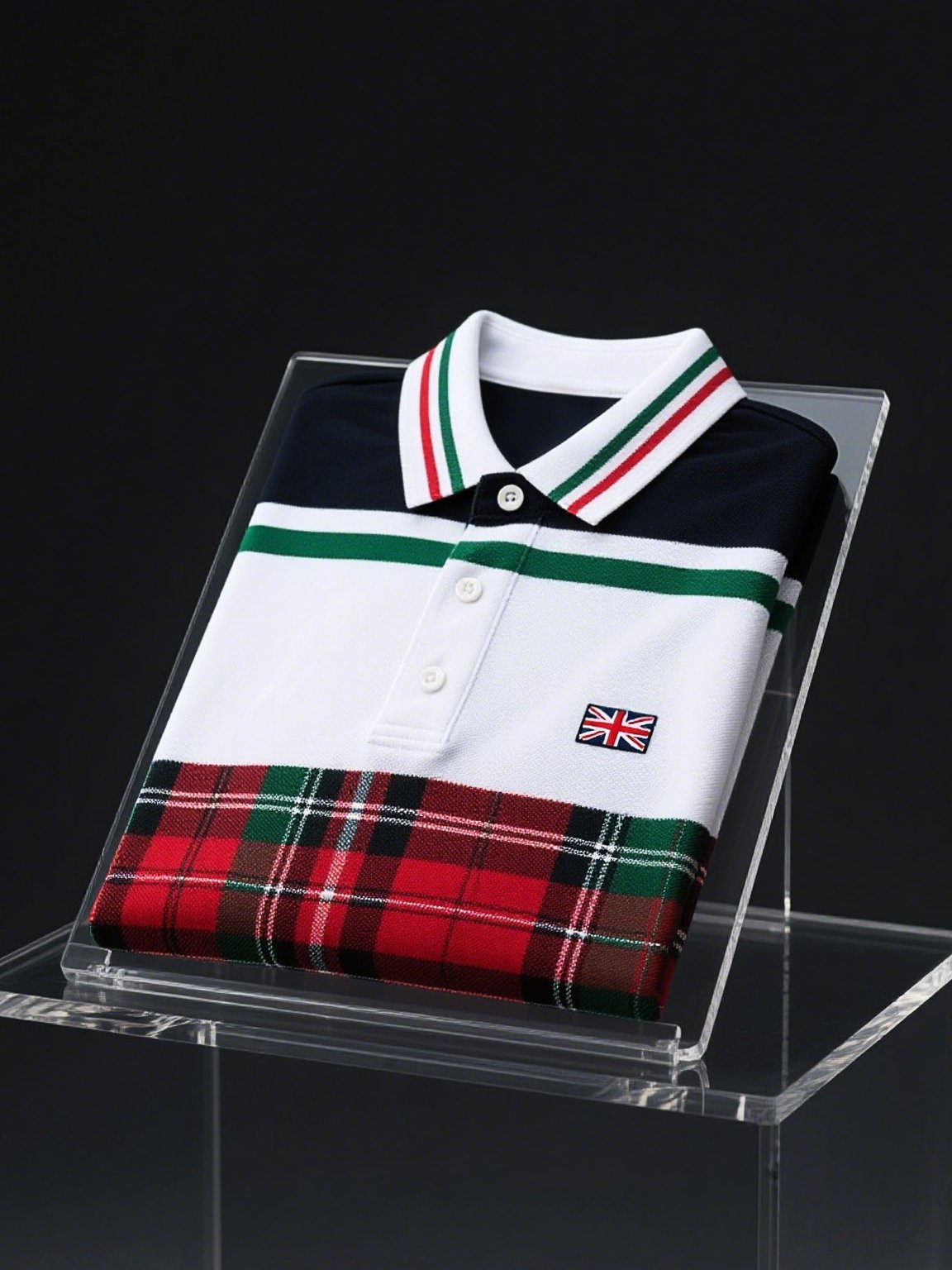 Camisa polo ejecutivo casual Union Jack Button de manga corta para hombre