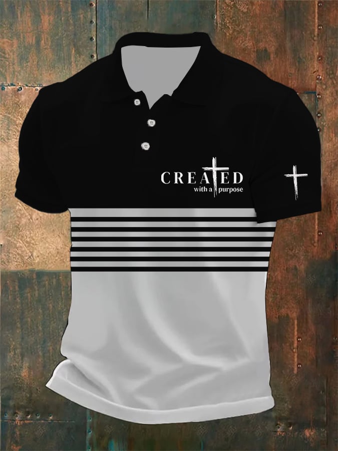 Camisa polo Faith casual rayas estampado Tops para hombre