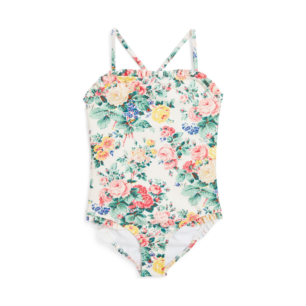Girls 2-6x Floral Ruffled One Piece Swimsuit - 1