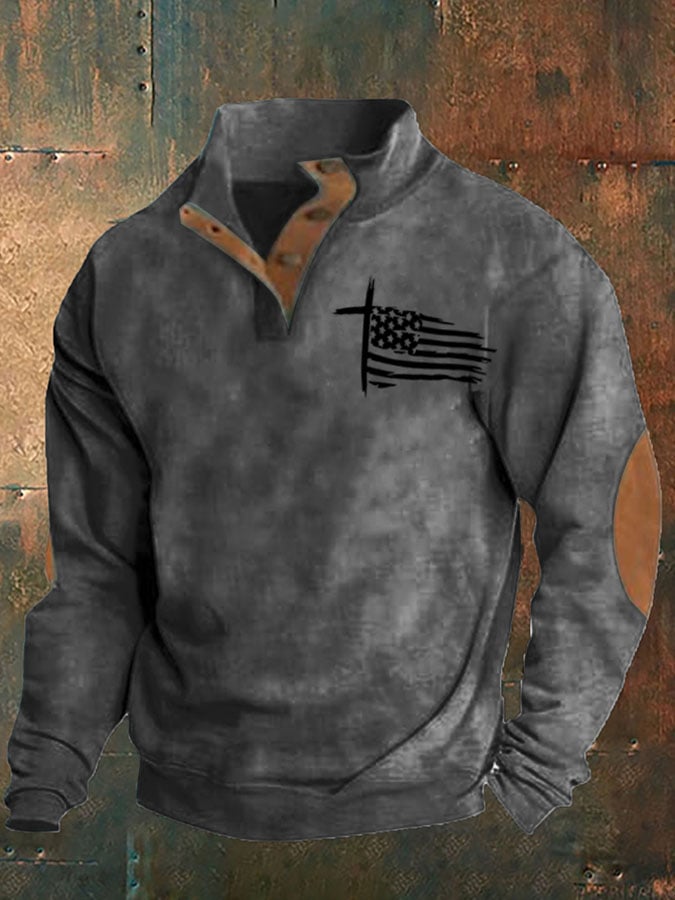 Sudadera Aintage Faith Flag estampado para hombre