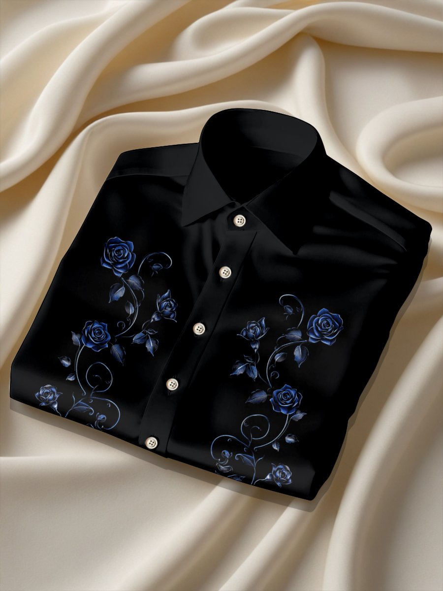 Camisa seda Rose de lujo ejecutivo de manga larga para hombre