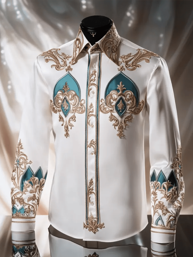 Camisa satén Luxe de manga larga con botones para hombre