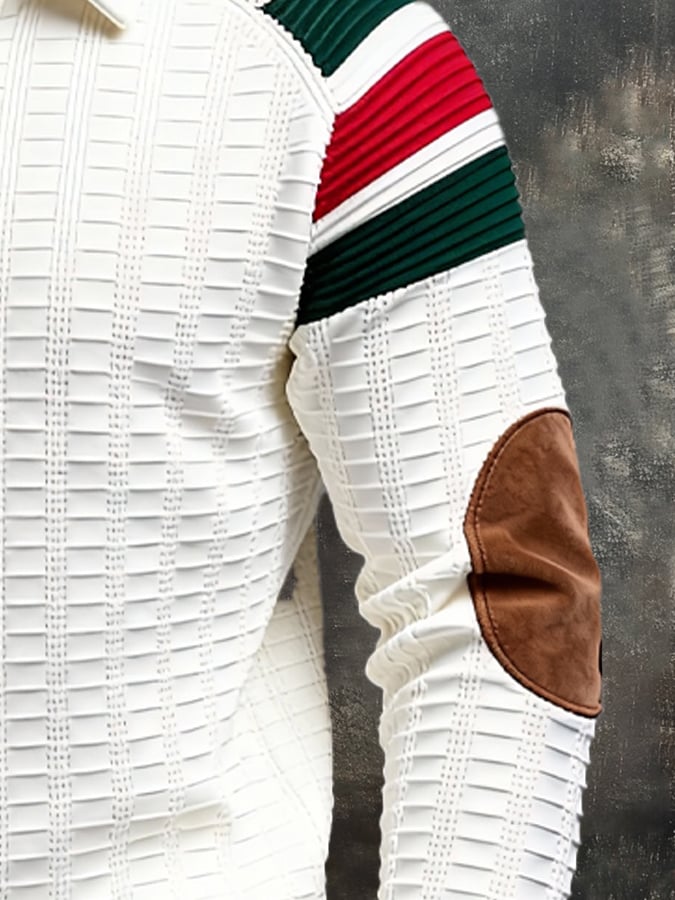 Sudadera retro en bloques de color estampado cierre para hombre