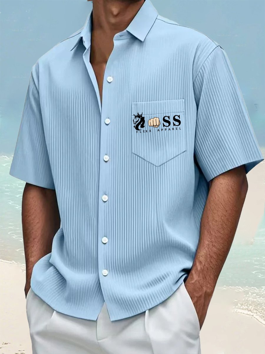 Camisa casual Contrast Color Holiday Ice a rayas para hombre