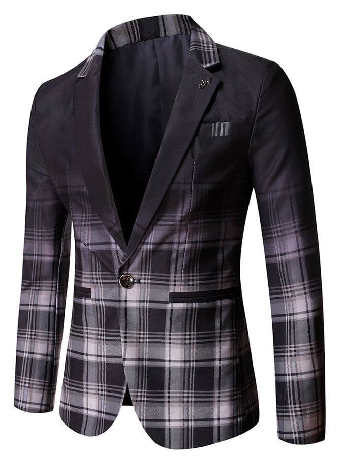 Chaqueta Checkered Contrasting Color Gentleman ejecutivo casual de corte entalladoting Suit