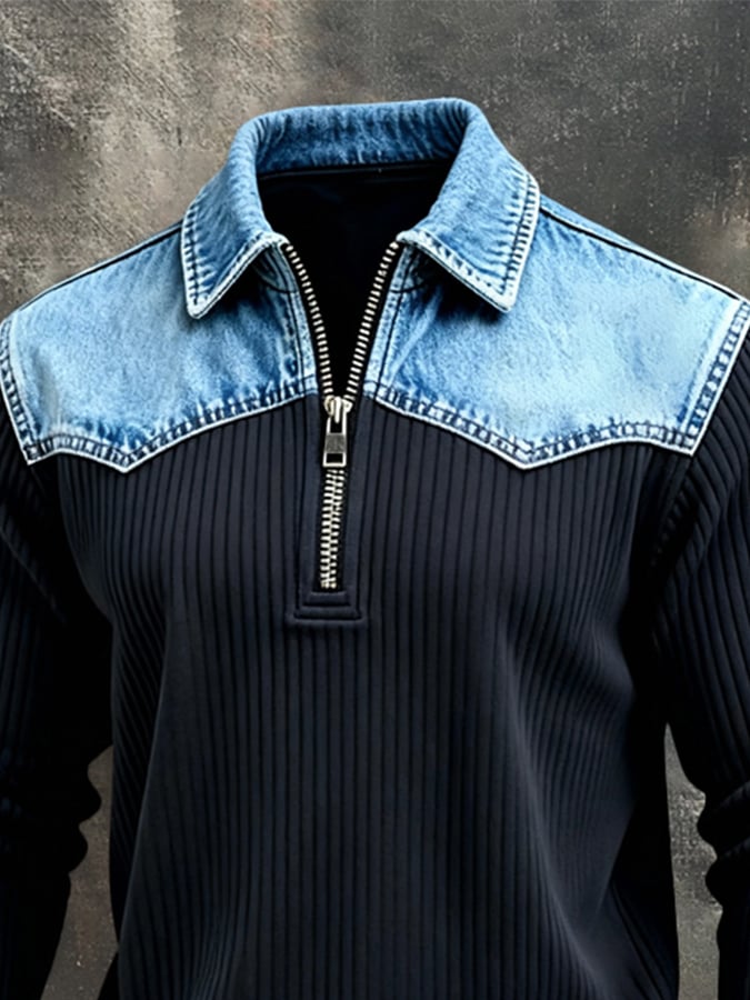 Sudadera vintage-Style desgastado texturizado tejido para hombre