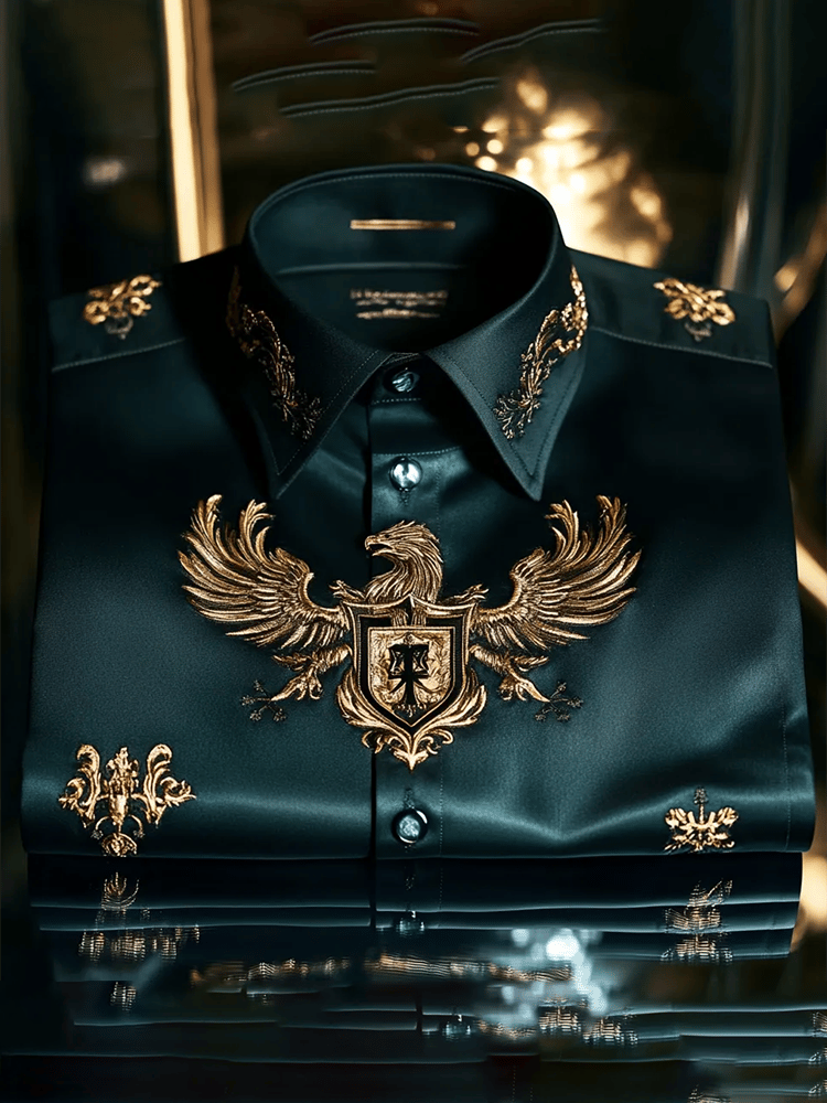 Camisa satén Luxe estampado de manga corta Button para hombre
