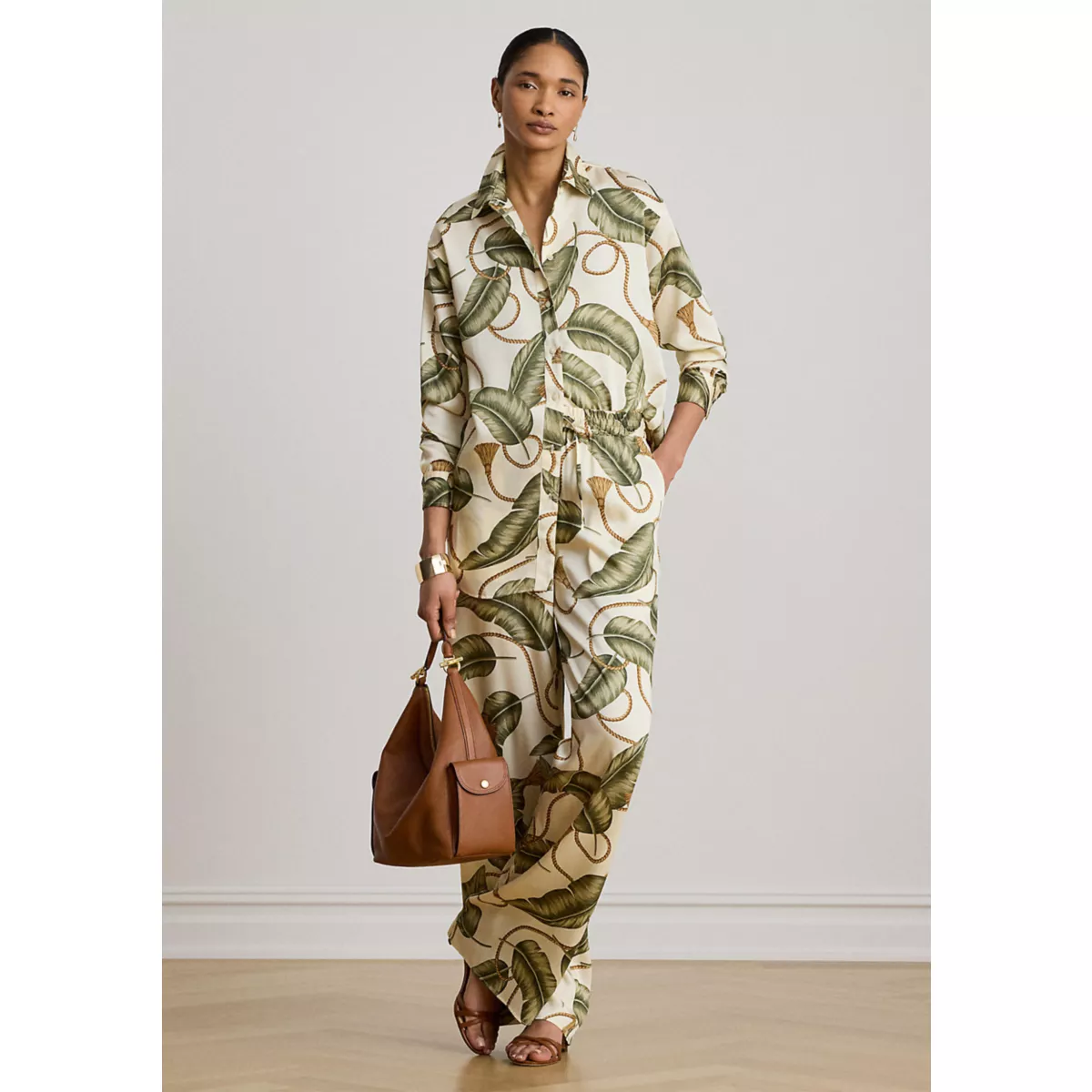 Rope-Print Twill Wide-Leg Pants - 4