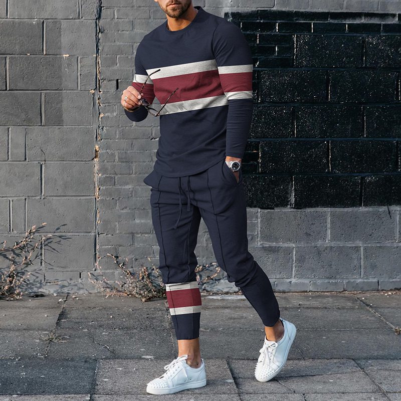 Conjunto de dos piezas Simple a rayas estampado camiseta And pantalón