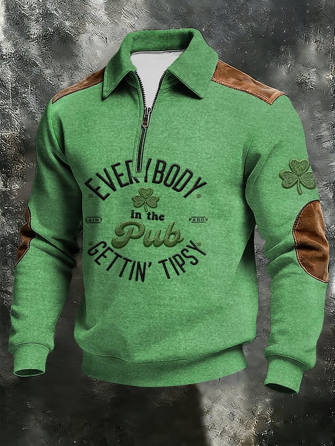 Sudadera retro en bloques de color estampado con cierre con gorrasucha para hombre