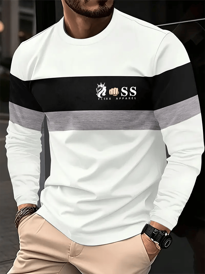 Camiseta retro Lettering estampado de manga larga para hombre