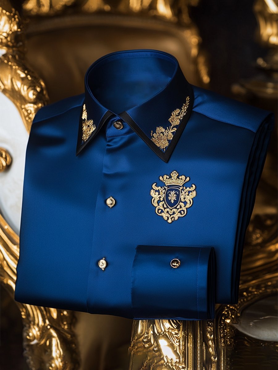 Camisa satén Luxe de manga larga con botones para hombre