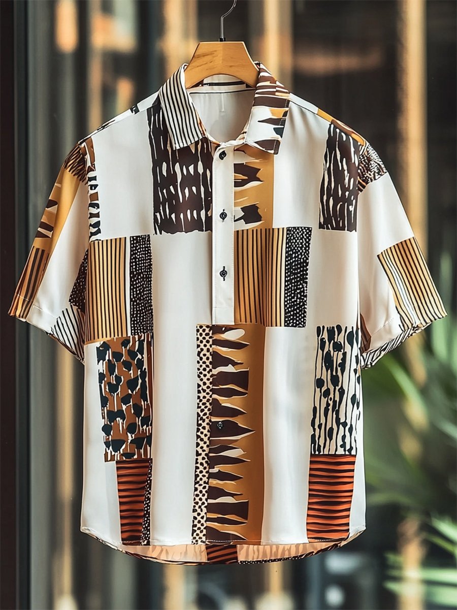 Camisa satén Luxe de manga corta con botones para hombre