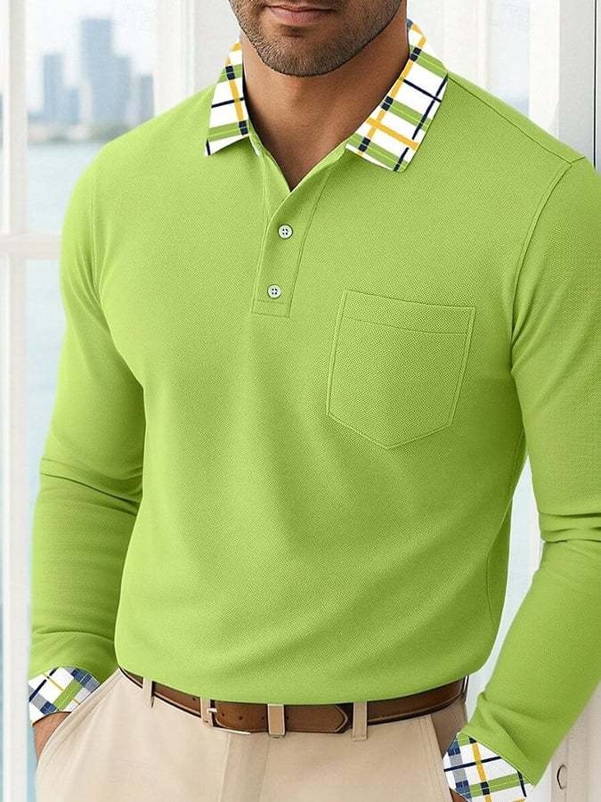 Camisa polo casual Patchpara trabajo estampado de manga larga para hombre - vista 1