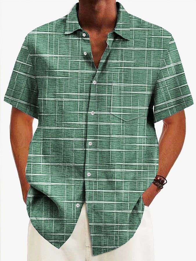 Abstract Textured estampado Pockecamiseta para hombre