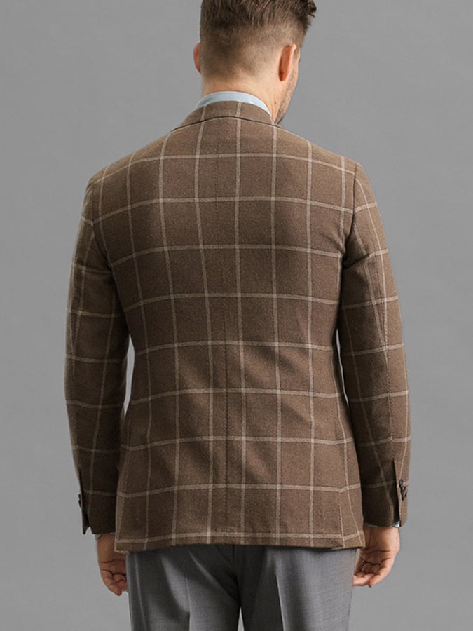 Chaqueta vintage Double-Breasted a cuadros Gentleman's ejecutivo Suit para hombre