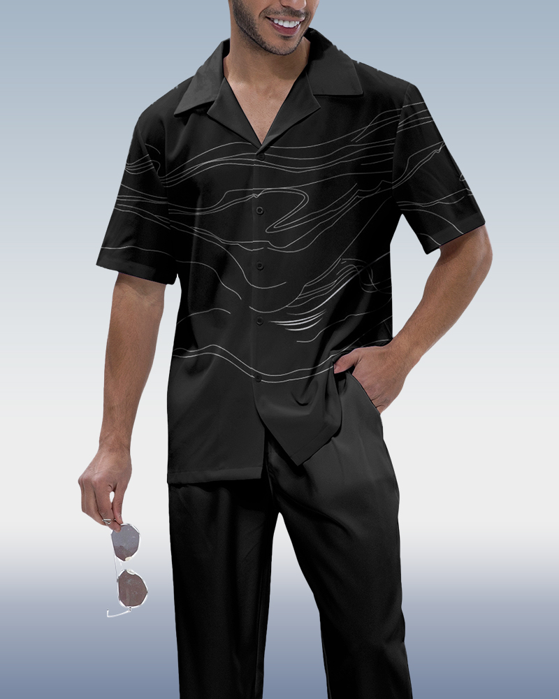 Rianmond Black Lineart de manga corta Walking Set