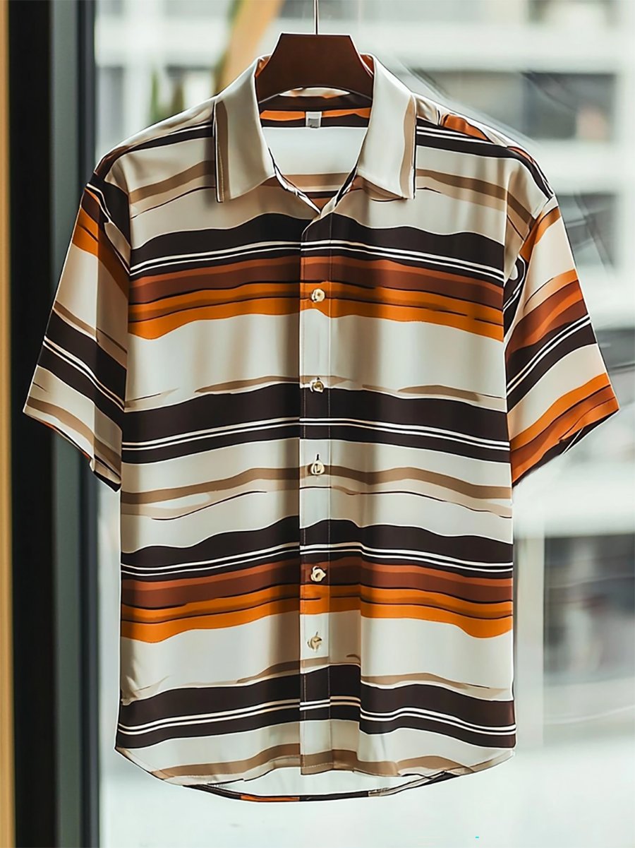 Camisa satén Luxe de manga corta con botones para hombre
