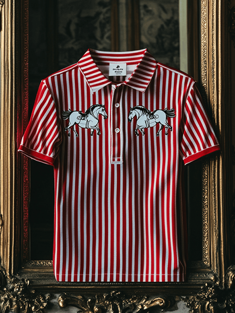 Camiseta Horse Racing de manga corta Polo para hombre
