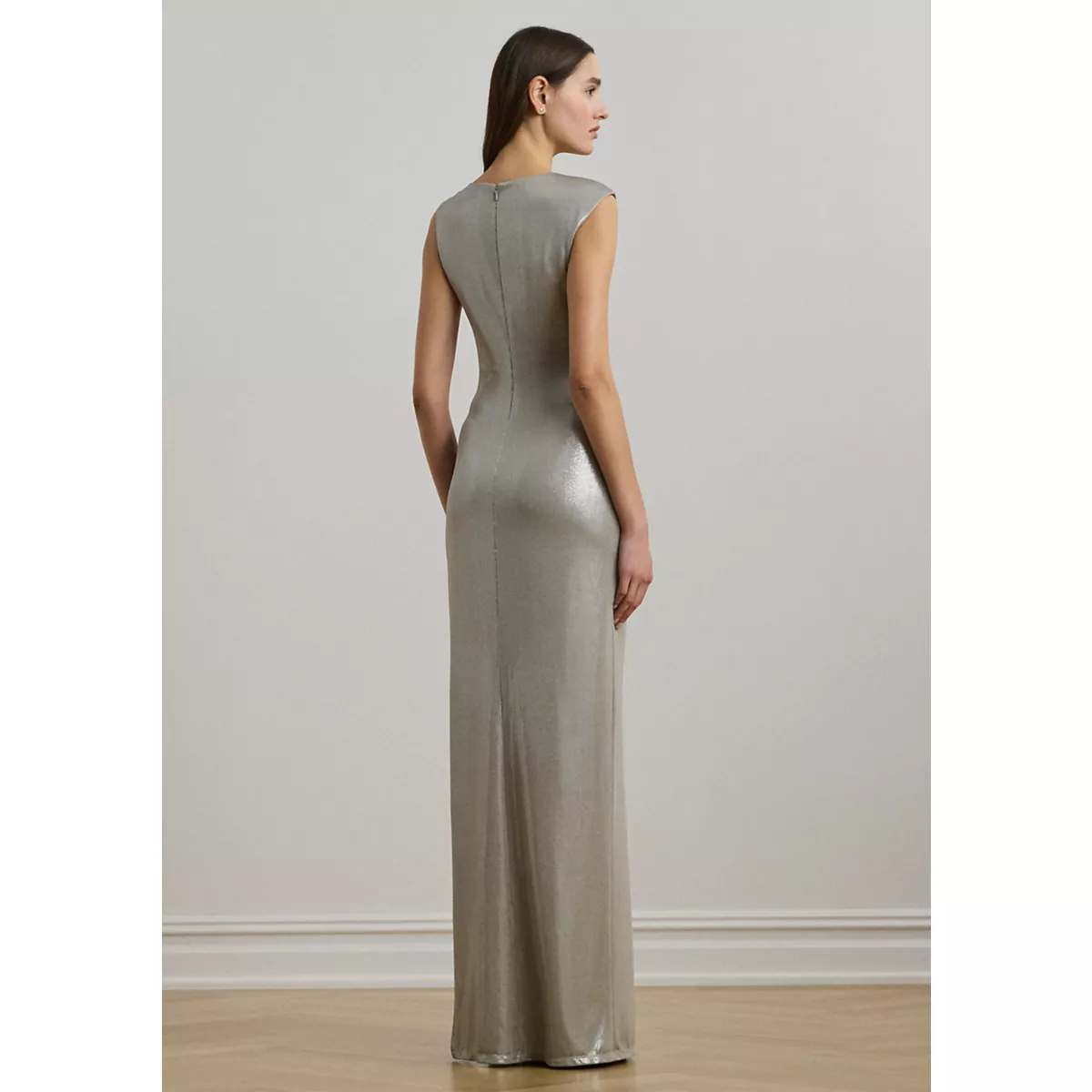 Women's Buckle-Trim Metallic Sleeveless Gown - 2