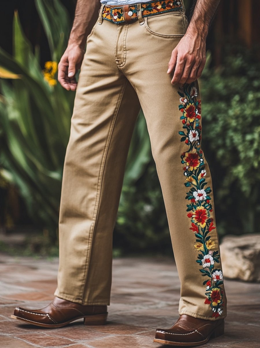 Vintage Western floral Trousers para hombre