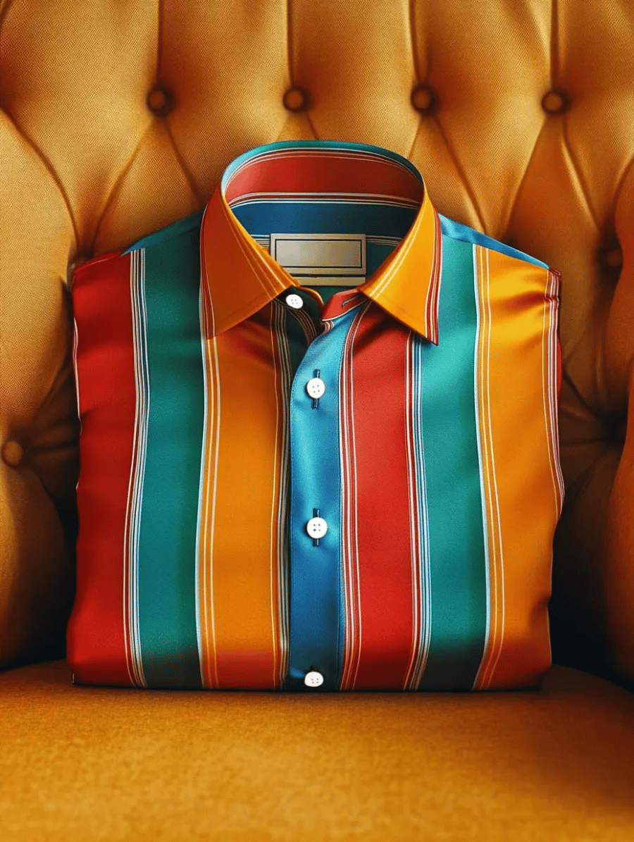 Camisa satén de lujo ejecutivo a cuadros de manga larga para hombre