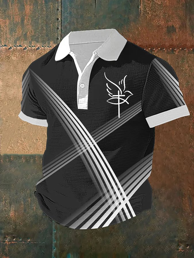 Camisa polo Man's retro Fish Cross estampado