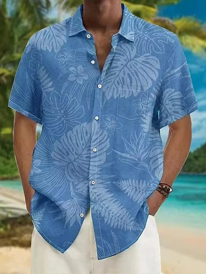 Camisa Tropical Leaf floral estampado Lounge