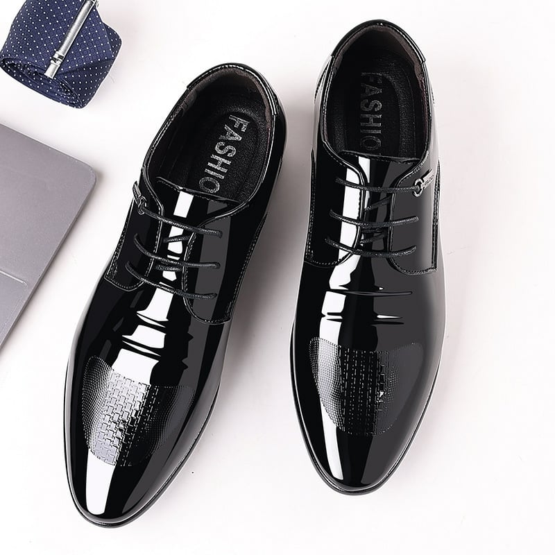 Zapatos ejecutivo formal casual Pointed Toe Lace Up Oxfords Faux cuero Patant para hombre