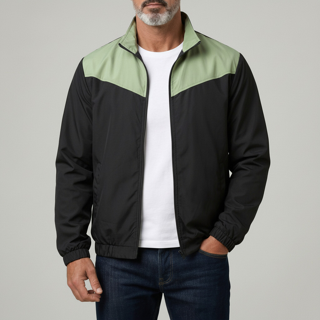 Chaqueta para exterior Windproof Elastic Cuffs Contrast Color Stand Collar Zipper para hombre