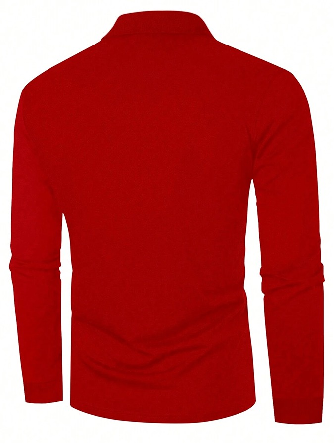 Camisa polo a rayas ejecutivo casual de manga larga para hombre