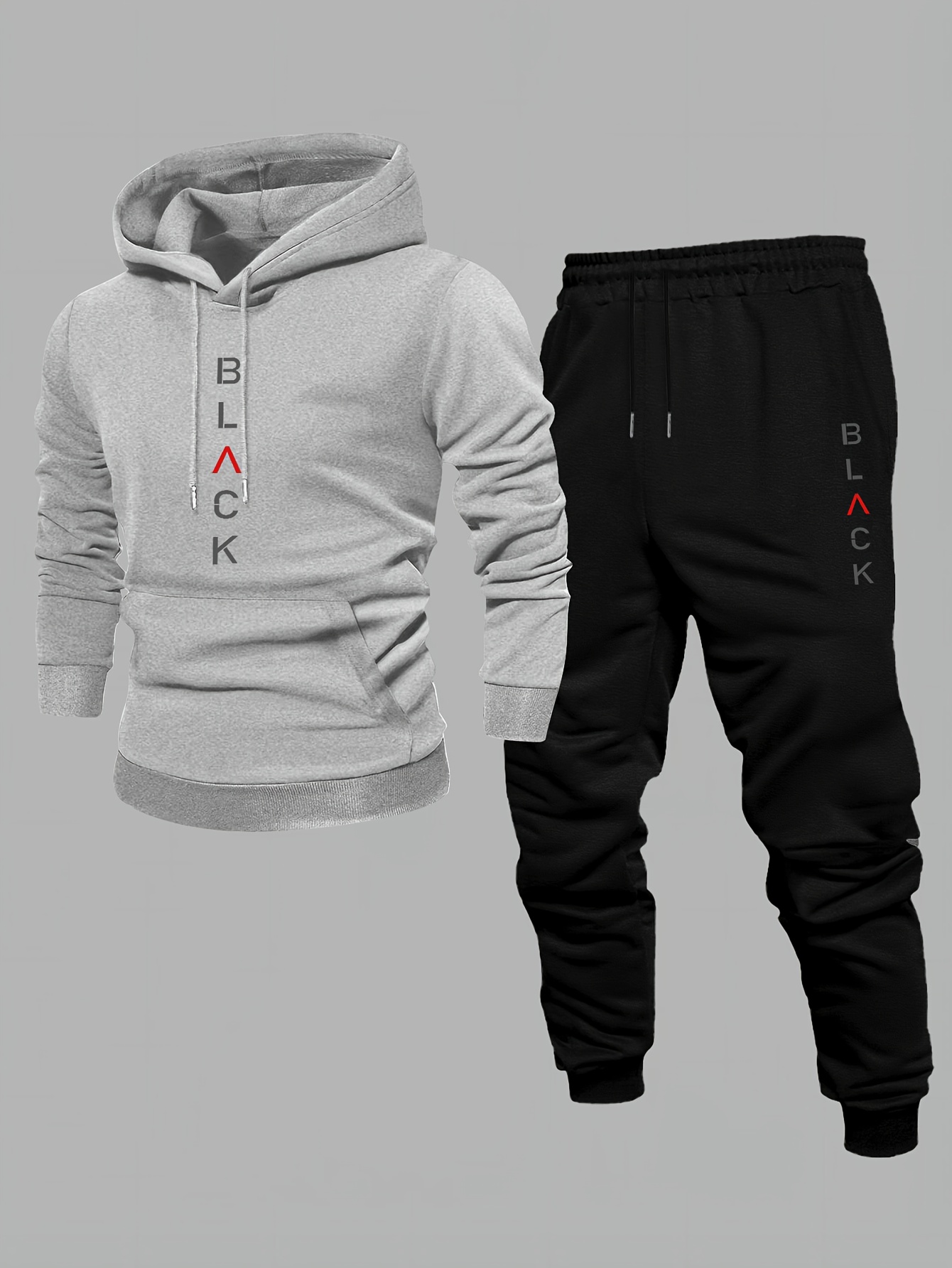 Conjunto de dos piezas casual Color Matching estampado sudadera con capuchas de manga larga sudaderas & Sweatpantalón para hombre