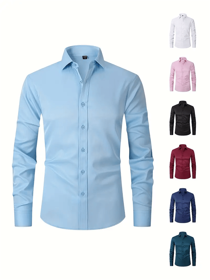 Camisa de color sólido Design ejecutivo casual para hombre