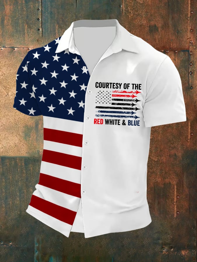 Camisa Courtesy Of The Red White And Blue estampado casual para hombre