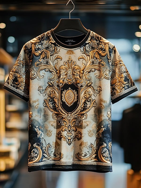Camiseta ejecutivo de lujo estampado de algodón de manga corta para hombre