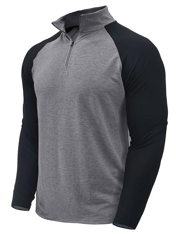 Camisa polo Sports casual Colorblocking de manga larga Half Zip