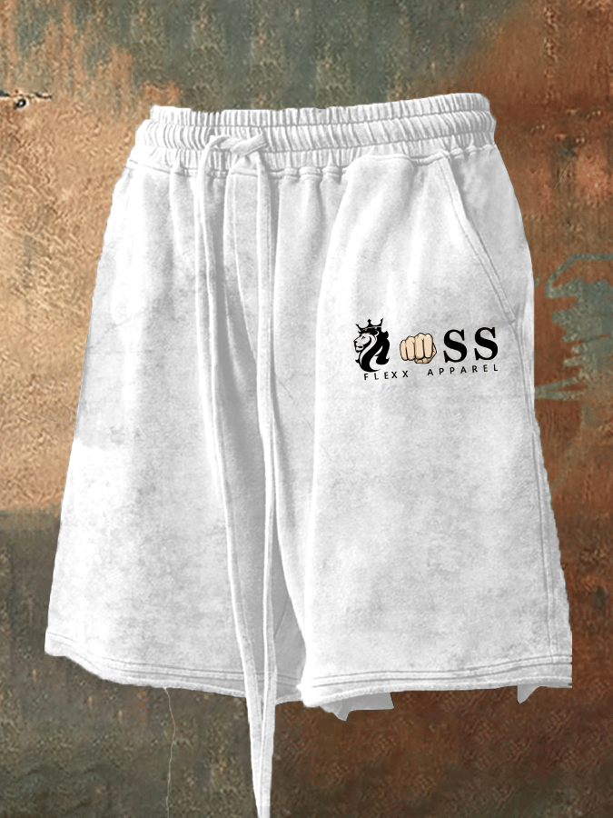 Shorts retro Letter estampado holgado casual para hombre