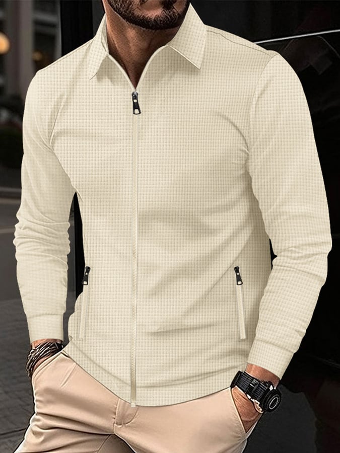 Chaqueta vintage Waffle Zip Comfort para hombre