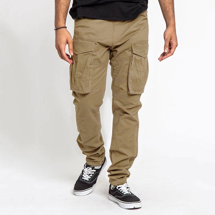 Pantalón de color sólido Multi bolsillo casual Cargo para hombre