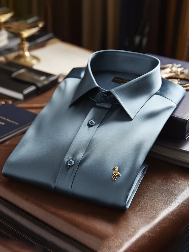 Camisa satén Luxe de manga larga con botones para hombre