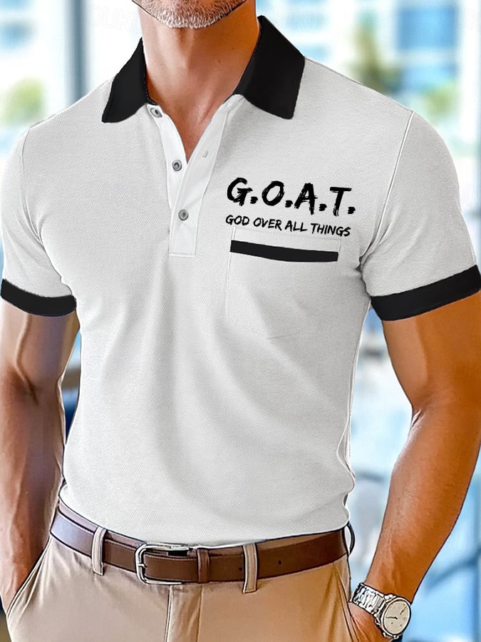 Camisa polo retro Faith Design estampado Comfortable And transpirable casual With bolsillo para hombre