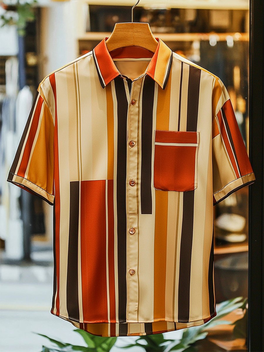 Camisa satén Luxe de manga corta con botones para hombre