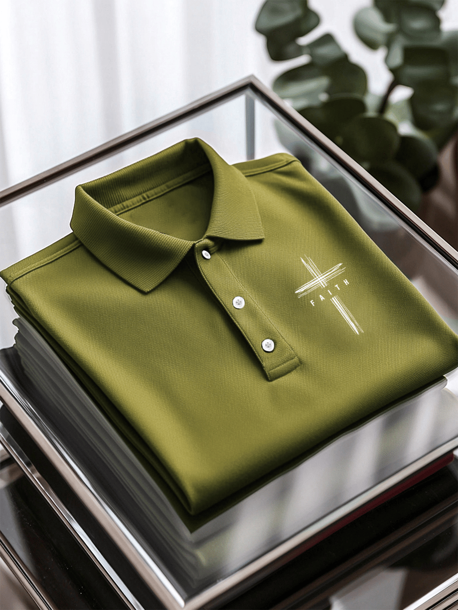 Camisa polo Faith estampado casual de manga corta para hombre