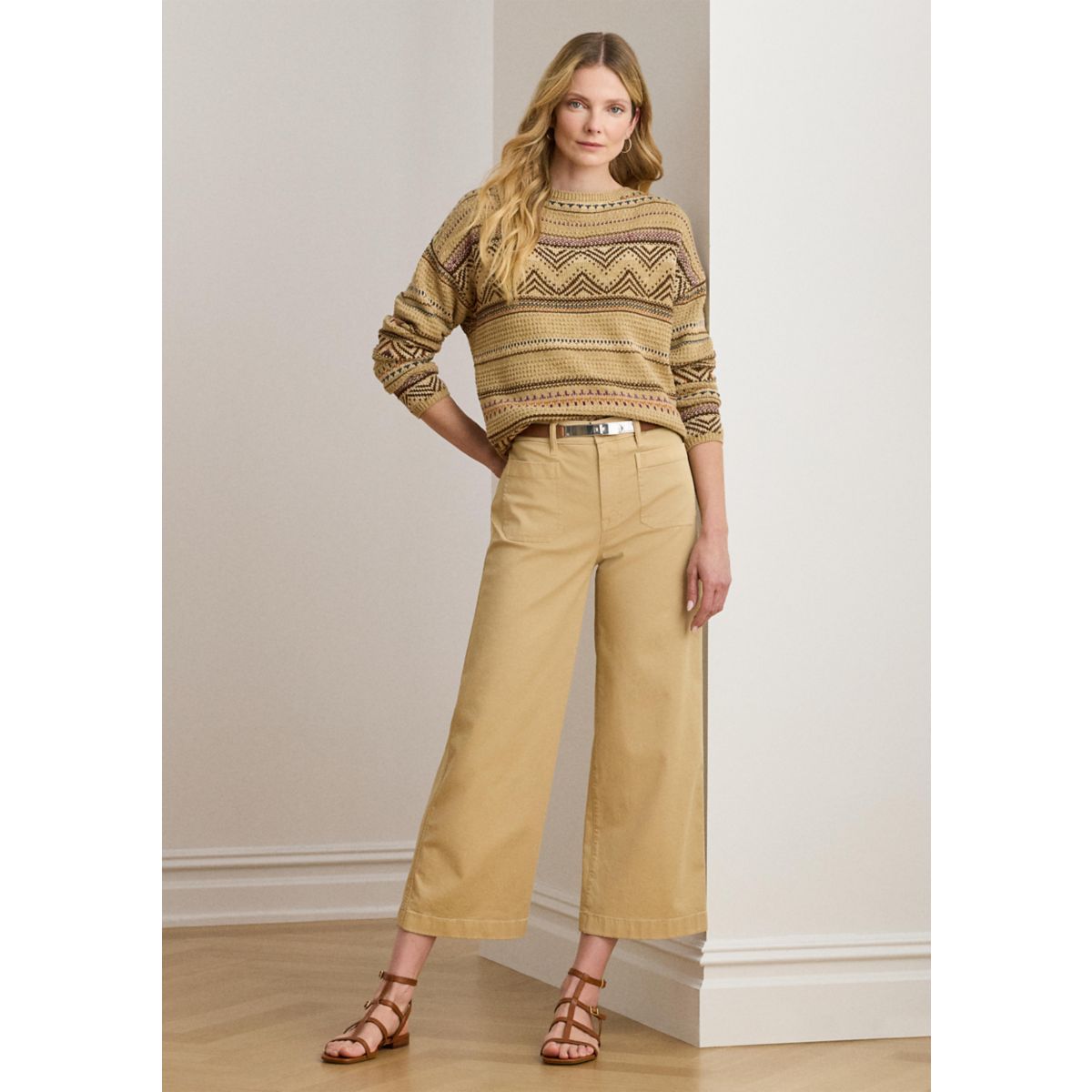 Petite Stretch Chino Wide-Leg Cropped Pants - 4