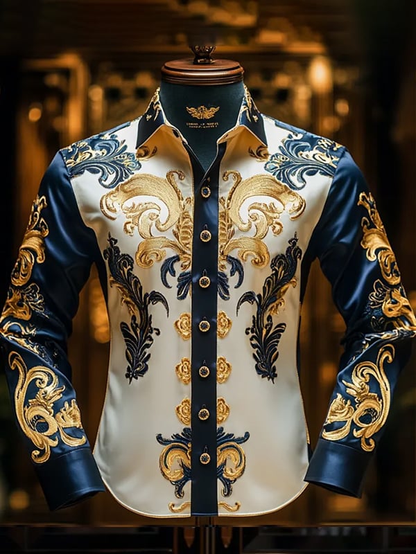 Camisa rayas estampado ejecutivo de manga larga para hombre