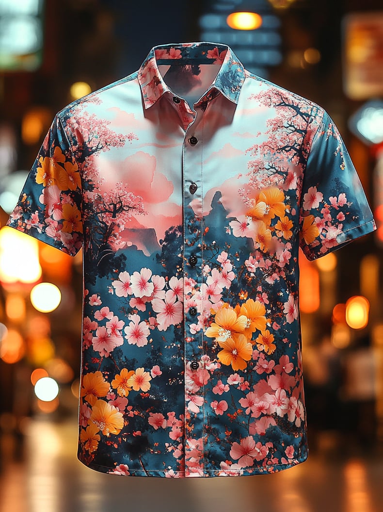 Camisa Resort casual floral Art de manga corta para hombre