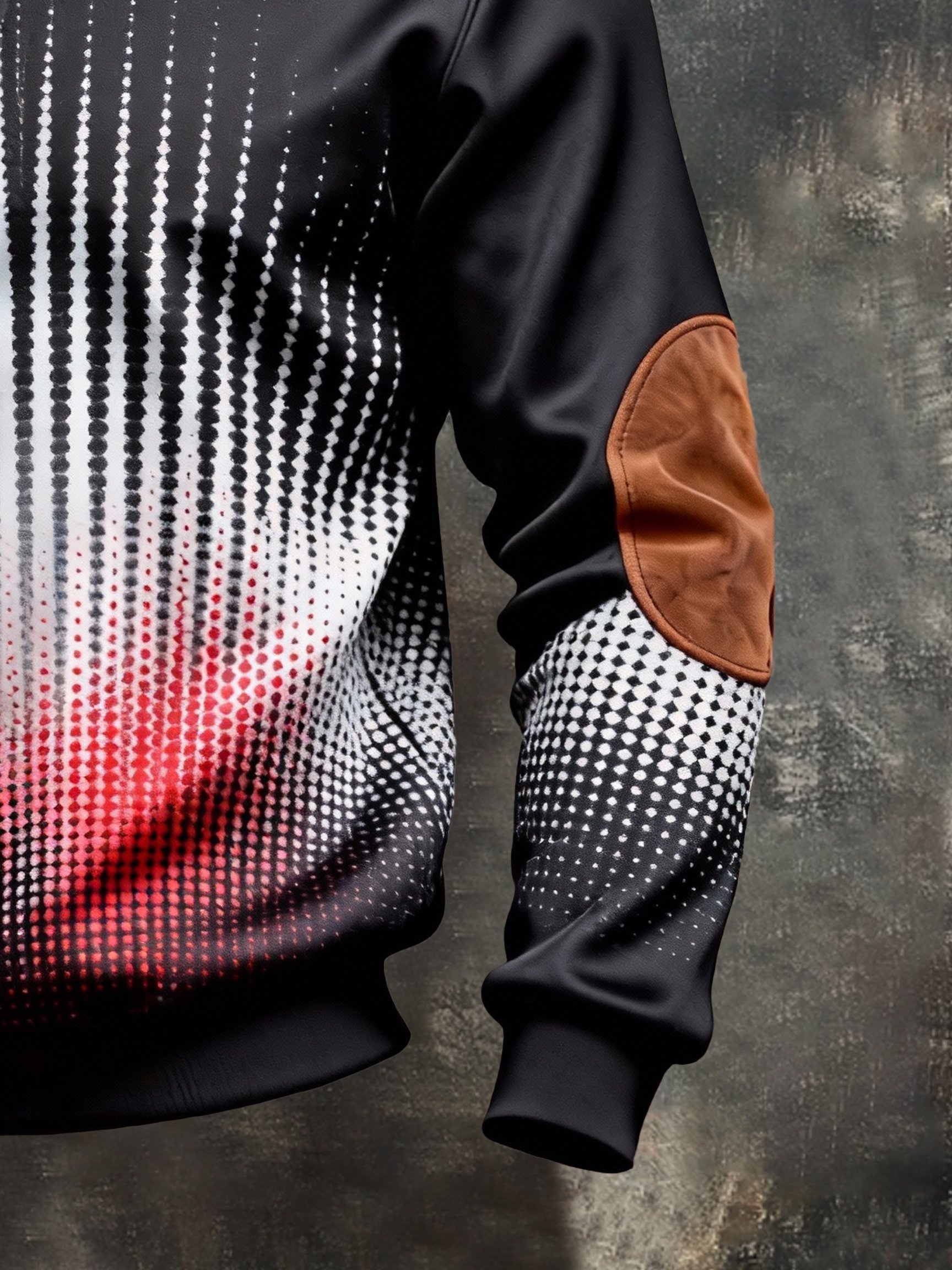 Sudadera vintage Color-Block estampado con cierre con gorrasucha para hombre