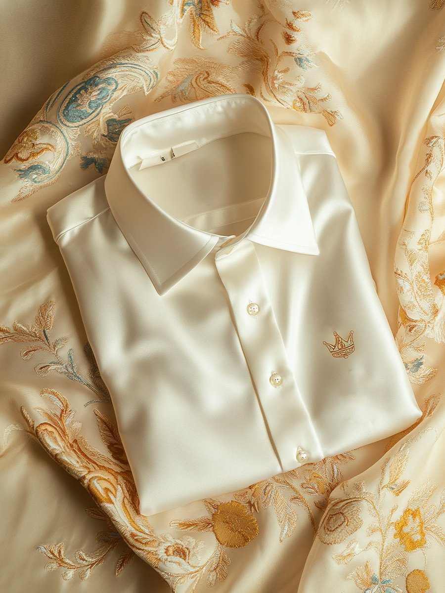 Camisa ejecutivo casual Crown Logo solapa de manga corta para hombre