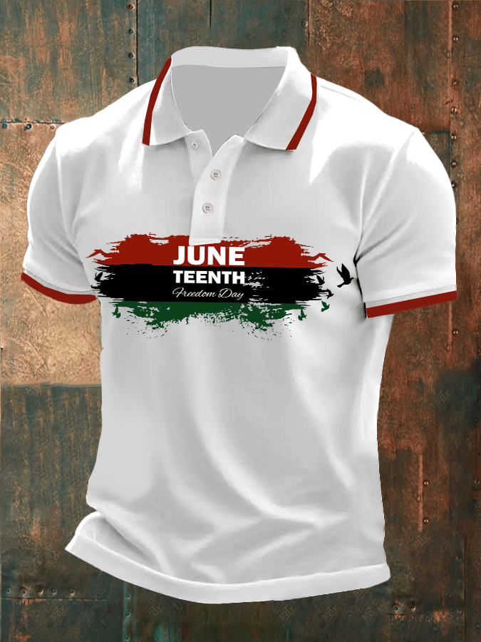Camisa polo Mens casual Juneteenth estampado