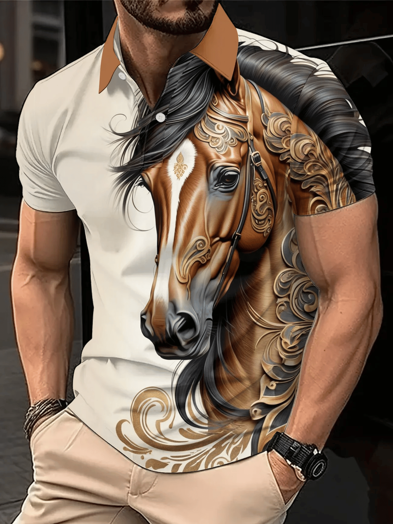 Camisa polo ejecutivo casual Button de manga corta para hombre